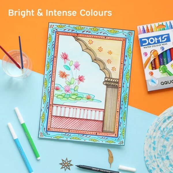 Doms Aqua 24 Shades Watercolour Sketch Pen Set | Unique Push Resistant Tip With Bright & Intense Colors | Non-Toxic & Safe For Kids | Colourful Sketching, Doodling & Mandala Art | Pack of 2 - Image 5