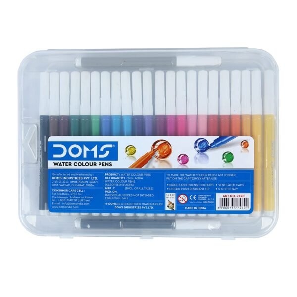 Doms Aqua 24 Shades Watercolour Sketch Pen Set | Unique Push Resistant Tip With Bright & Intense Colors | Non-Toxic & Safe For Kids | Colourful Sketching, Doodling & Mandala Art | Pack of 2 - Image 6