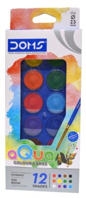 Doms Aqua Water Colour Cakes 12 Shades 23 Diameter| Rich Co…