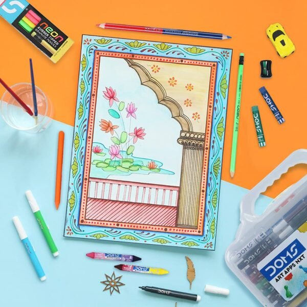 Doms Art Apps Nxt Kit With Plastic Carry Case | Perfect Value Pack | Kit For School Essentials | Gifting Range For Kids | Combination of 9 Stationery Items - Image 3
