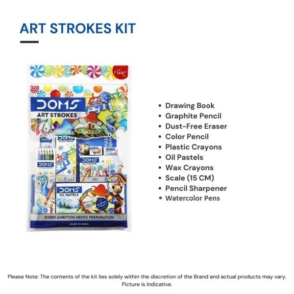 Doms Art Strokes Kit | Perfect Value Pack | Kit for Creative Minds | Gifting Range for Kids | Combination of 10 Stationery Items | Pack of 1 - Image 2