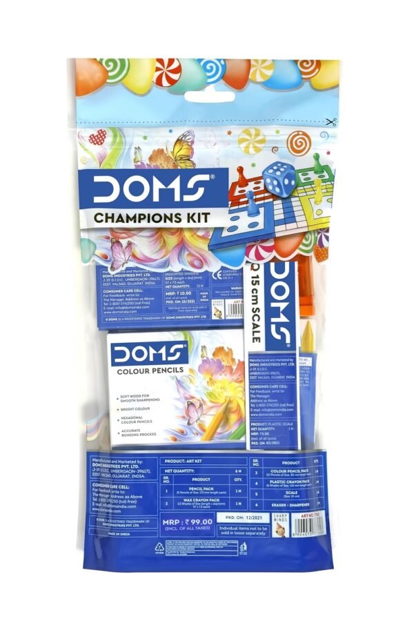 Doms Champions Kit | Perfect Value Pack | Kit for School Essentials | Gifting Range for Kids | Combination of 6 Stationery Items | Pack of 1 - Image 2