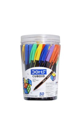 Doms Cuboid 0.6 mm Ball Pen Jar Pack | Square Shaped For St…