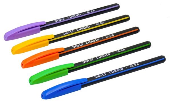 Doms Cuboid 0.6 mm Ball Pen Jar Pack | Square Shaped For Strong & Better Grip | Lightweight & Colorful Body Design | Soft Tip For Flawless & Smooth Writing | Blue Ink, Pack Of 50 Pens - Image 3