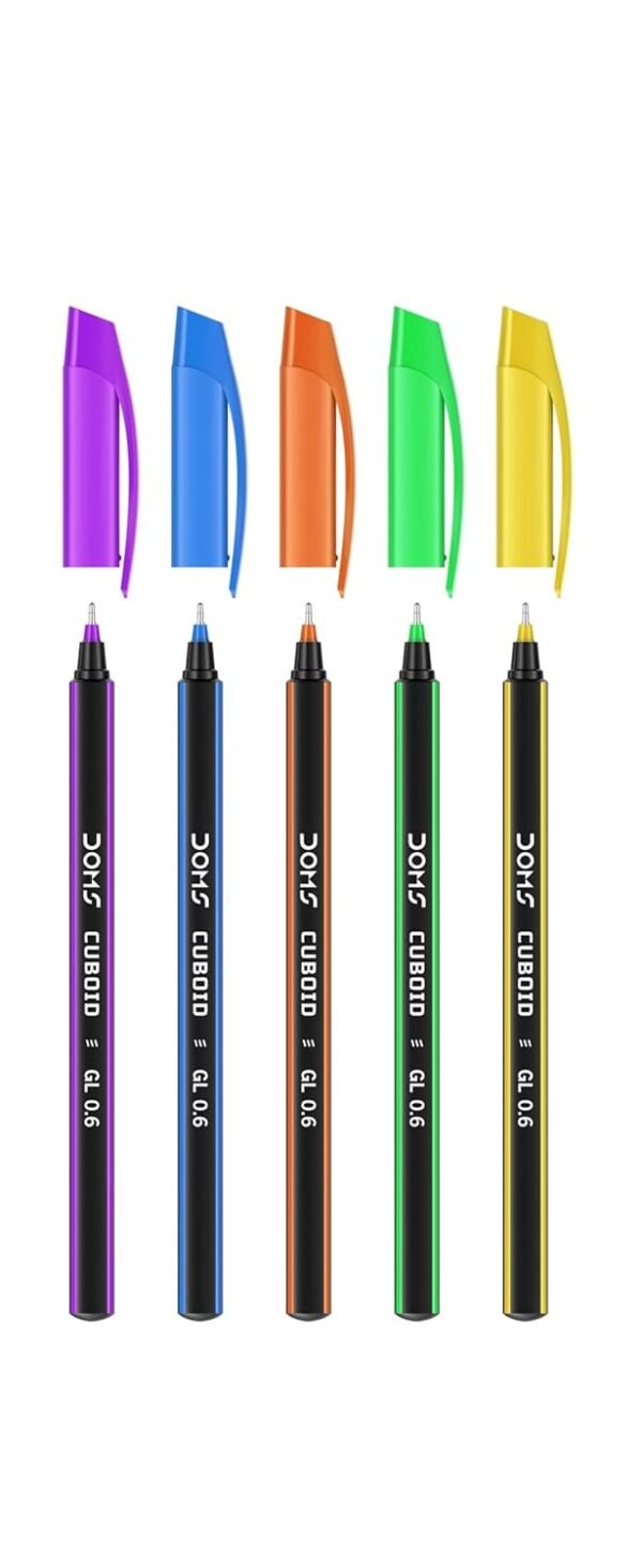 Doms Cuboid 0.6 mm Ball Pen Jar Pack | Square Shaped For Strong & Better Grip | Lightweight & Colorful Body Design | Soft Tip For Flawless & Smooth Writing | Blue Ink, Pack Of 50 Pens - Image 4