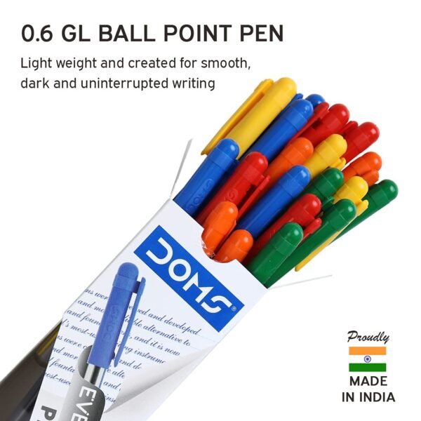 Doms DF 0.6 GL Ball Point Pens Box Pack | Lightweight & Sleek Body | Created For Smooth, Dark & Uninterrupted Writing | Use & Throw Pen | Blue Ink, Pack of 40 Pens - Image 3