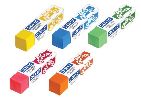 Doms Dust Free Cubo Eraser Box Pack | Comfortable Edge for Easy Handling | Non-Toxic & Safe for Kids | Attractive Body Colors | Pack of 20 Pcs - Image 3