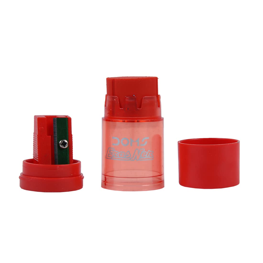 Doms ErasNer Eraser + Sharpner Blister Pack | Durable and Strong Built Quality | 4 Different Shapes in 5 Vibrant Colors | Scientifically Angled Blade With Anti-rust Coating | Pack of 20 Pieces - Image 5