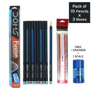 Alternative view of Doms Fusion Xtra Super Dark Pencil Box Pack | Dark & Neat Writing Which Stays Longer | Smooth Sharpning & With Soft & Comfortable Grip | Free Scale & Erasner Inside | Pack of 30 Pencils