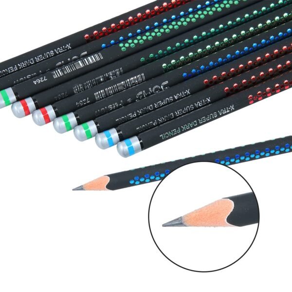 Doms Fusion Xtra Super Dark Pencil Box Pack | Dark & Neat Writing Which Stays Longer | Smooth Sharpning & With Soft & Comfortable Grip | Free Scale & Erasner Inside | Pack of 30 Pencils - Image 5