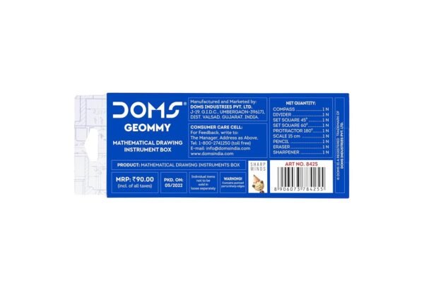 Doms Geommy Mathematical Drawing Instrument Geometry Box, Pack of 1 (DM8425)