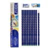 Doms Groove HB/2 Super Dark Graphite Pencil Box Pack | Innovative Groove For Perfect Grip | Free Eraser & Sharpner Inside | Pack of 40 Pencils