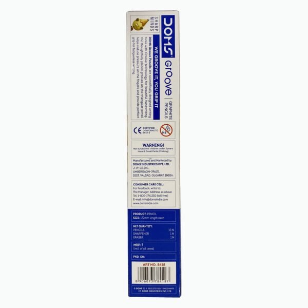 Doms Groove HB/2 Super Dark Graphite Pencil Box Pack | Innovative Groove For Perfect Grip | Free Eraser & Sharpner Inside | Pack of 40 Pencils - Image 2