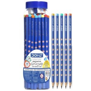 Alternative view of Doms Groove Super Dark HB/2 Graphite Pencils Jar Pack | Innovative Groove For Perfect Grip | Free Pencil, Eraser, Sharpner & Scale | Ideal For Sketching & Drawing | Pack of 30 Pencils