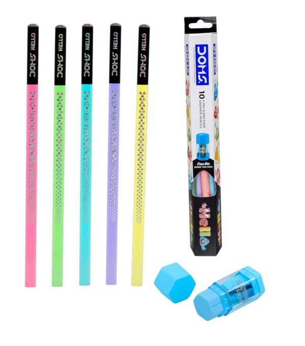 Doms Hello X-Tra Dark Pencil (pastel Shades) with Free Erasner (Erase + Sharp) - Image 3