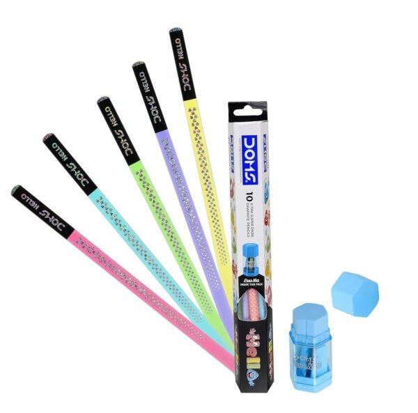 Doms Hello X-Tra Dark Pencil (pastel Shades) with Free Erasner (Erase + Sharp) - Image 5