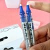 Doms Inxjet Roller Pen| 0.5mm Needle Tip, Precision Ink Regulator, Visible Level| Comfortable Grip For Long & Smooth Writing| Pocket Clip| Ink Colour- Blue| Pack of 20