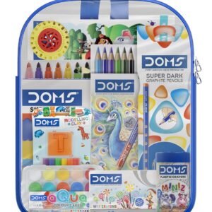 Doms Junior Art Kit | Comes With Transparent Zipper Bag | Perfect Value Pack | Kit For School Essentials | Gifting Range For Kids | Combination of 8 Stationery Items