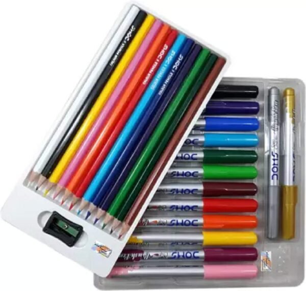 Doms Majestic Basket Super Soft Brush Pens Colour Alongwith 12 Brilliant Colours Pencils Set|Multicolor - Image 3