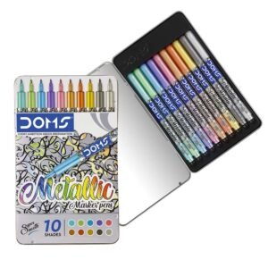 Doms Matallic Fine Point Marker Pens 10 Shades (Pack Of 1), Multicolour