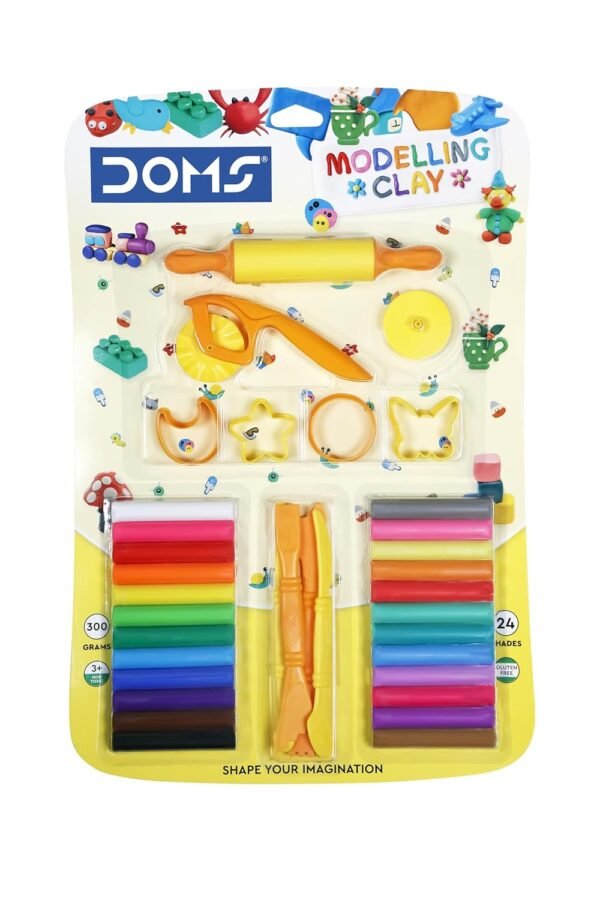 Doms Modelling Clay Blister Pack | Easily Kneadable Clay | Non Toxic & Safe For Childrens | Soft, Non-Drying, Hygienic & Non-Sticky | Ideal for School, Kids & Gifting Purpose | Set Of 24 Unique Shades - Image 2