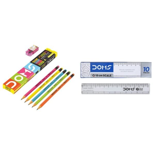 Doms Neon Pencil Nrt 10 Pcs Q Series 15cm Transparent Scale (Pack of 10) - Image 2