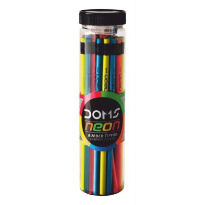 Doms Neon Rubber Tipped HB/2 Graphite Pencil Jar Pack | Con…