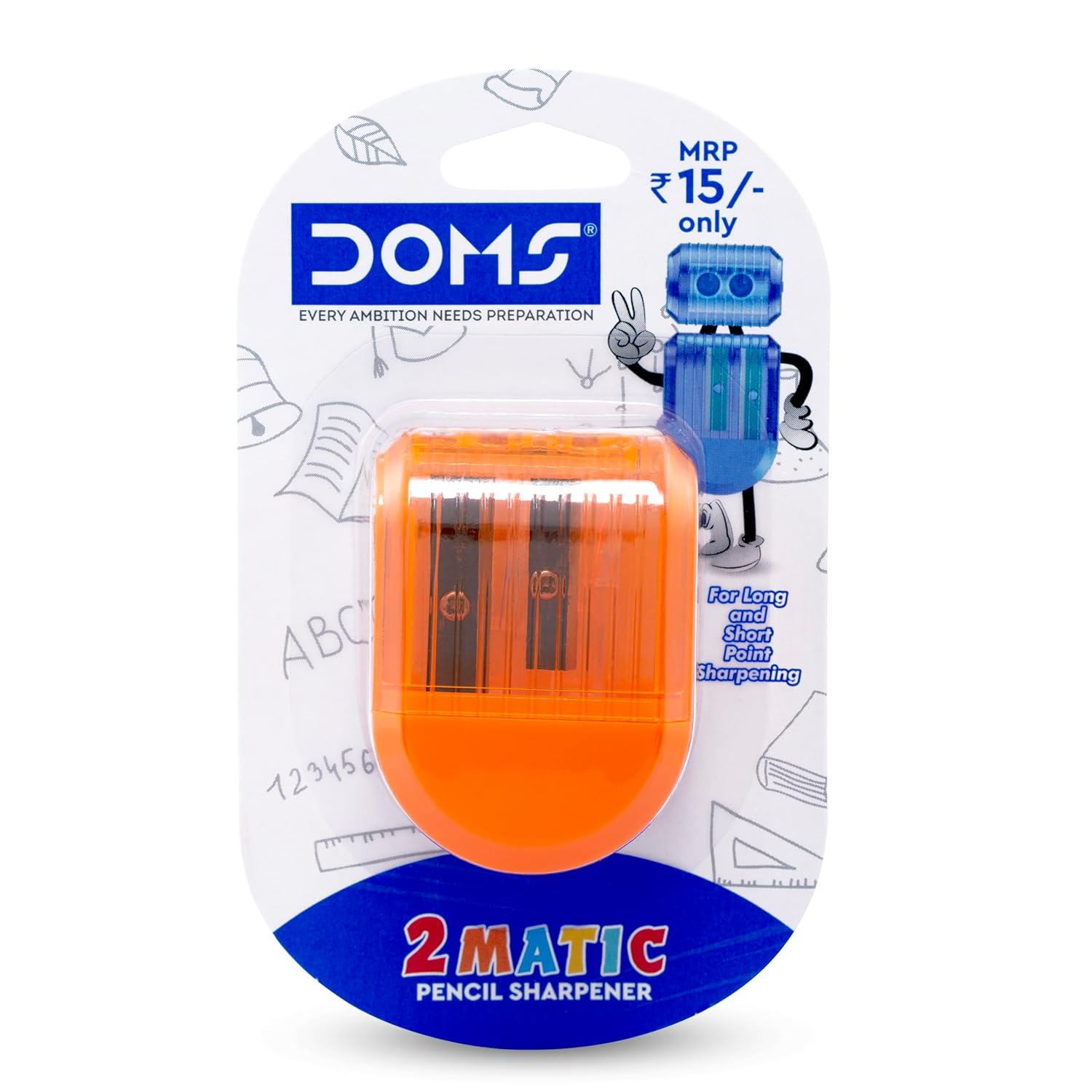 Doms Non-Toxic 2 Matic Multicolored Pencil Sharpener Blister Pack | Anti-Rust Coating For Smooth and Fine Point Sharpening | Ideal For Kids, School and Gifting Purpose | Pack Of 10 - Image 6