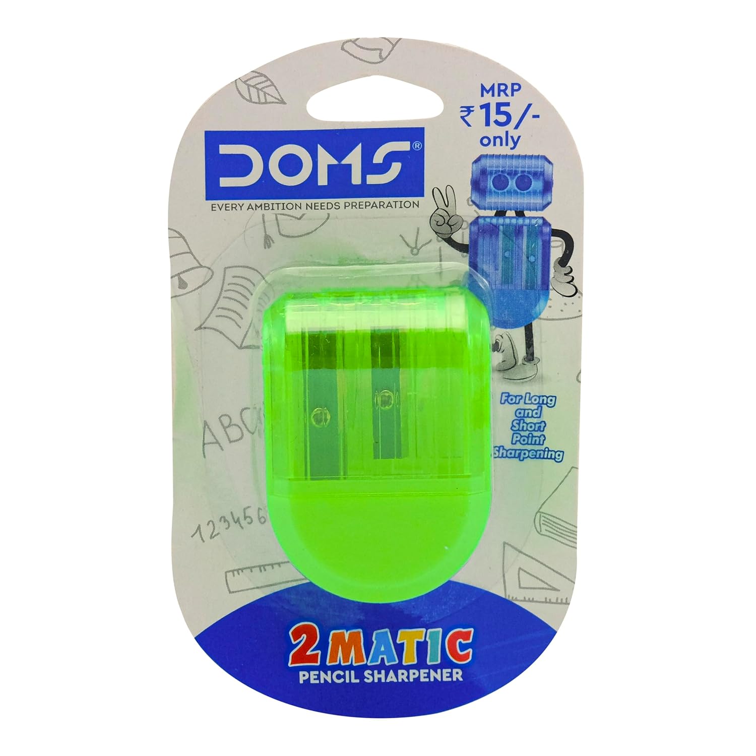 Doms Non-Toxic 2 Matic Multicolored Pencil Sharpener Blister Pack | Anti-Rust Coating For Smooth and Fine Point Sharpening | Ideal For Kids, School and Gifting Purpose | Pack Of 10 - Image 7