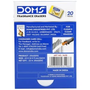 Alternative view of Doms Non-Toxic Fragrance Erasers Set | For Clean & Clear Erasing | Stationery Gift Item For Kids & Students | Playful Body Colors | Pack of 20 Pieces