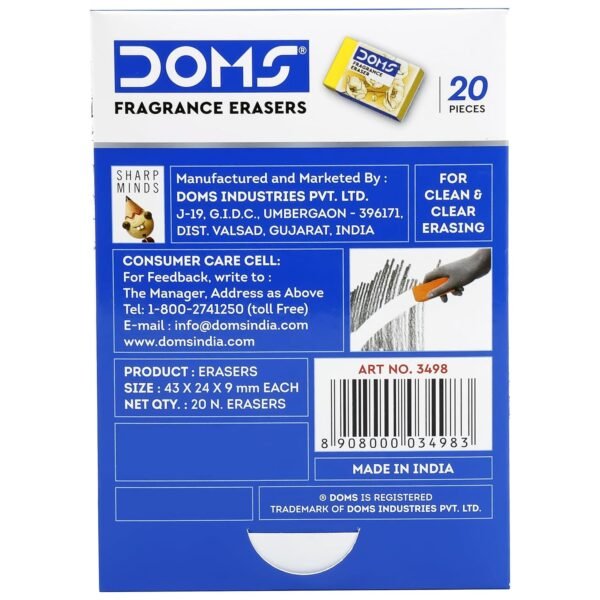 Doms Non-Toxic Fragrance Erasers Set | For Clean & Clear Erasing | Stationery Gift Item For Kids & Students | Playful Body Colors | Pack of 20 Pieces - Image 2