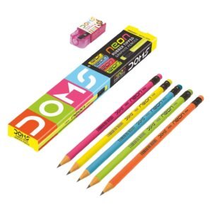 Alternative view of Doms Non-Toxic Super Smooth Plastic Crayons in Round Tin Box (14 Shades) Neon Rubber Tipped HB/2 Graphite Pencils Box Pack | Pack Of 10