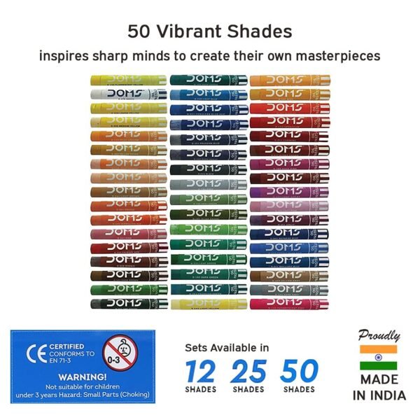 Doms Oil Pastel 50 Shades Plastic Pack Plastic Crayon 28 Shades Round Tin - Image 7