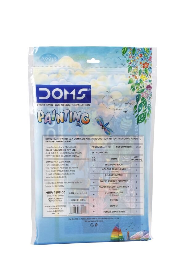 Doms Painting Kit | Perfect Value Pack | Kit for School Essentials | Gifting Range for Kids | Combination of 9 Painting & Coloring Items | Pack of 1 Multicolor - Image 2