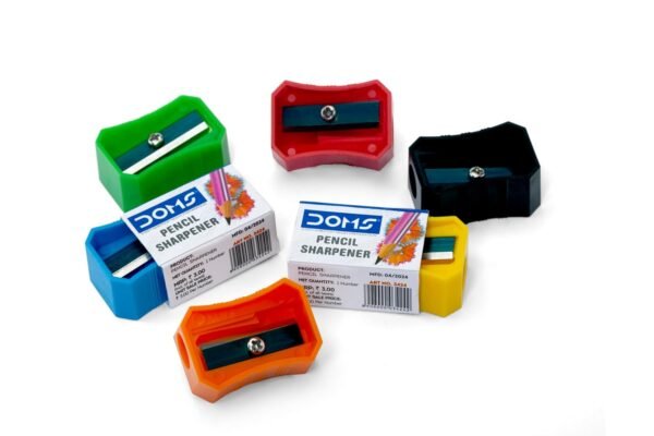 Doms Pencil Sharpener Jar Pack | Smooth & Breakless Sharpening | Free 20 Pieces Eraser Inside The Jar | Sharpners for Kids, School & Stationery | Multicolour, Pack of 100 Pieces - Image 4
