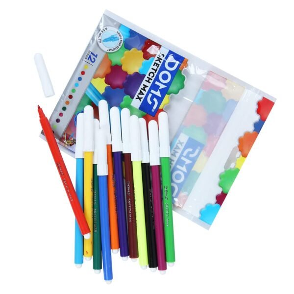 Doms Sketch Max 14 Shades Non-Toxic Water Colour Sketch Pens | Bright & Intense Colors | Sketch Pen Set For Kids, Non Toxic Colouring Range, Safe For Children | Pack of 6 - Image 3