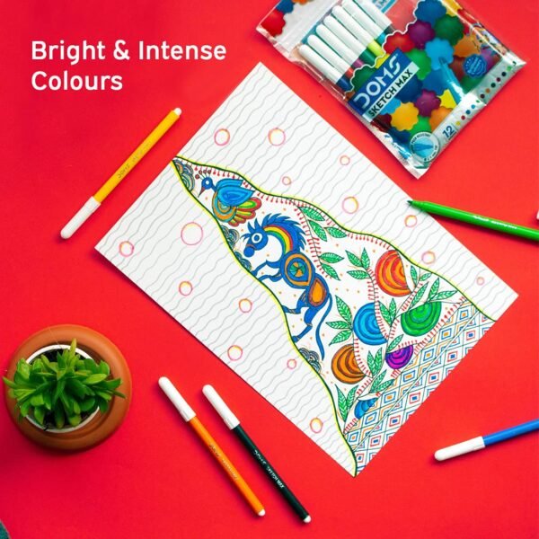 Doms Sketch Max 14 Shades Non-Toxic Water Colour Sketch Pens | Bright & Intense Colors | Sketch Pen Set For Kids, Non Toxic Colouring Range, Safe For Children | Pack of 6 - Image 6