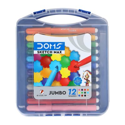 Doms Sketch Max Jumbo Pen (5Mm Tip, 12 Shades) With Carry C…