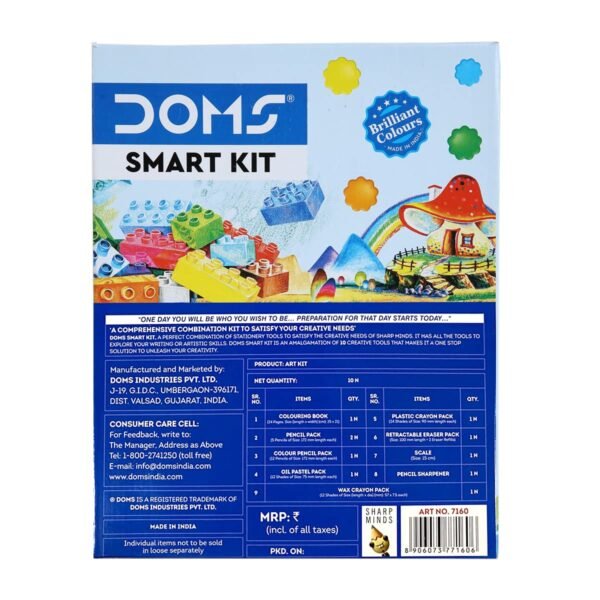 Doms Smart Kit | Comes With Transparent Zipper Bag | Perfect Value Pack | Kit For School Essentials | Gifting Range For Kids | Combination of 12 Stationery Items - Image 3