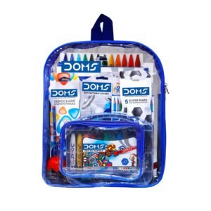 Doms Smart Stationery Kit (12 pcs in KIT) with Transparent Zipper Bag Gifting Range for Kids Art Strokes Kit, Paper