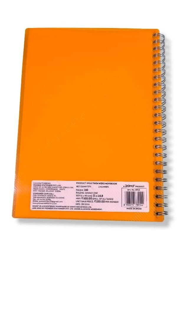 Doms Spiral Notebook, Ruled Pages, 160 Pages, A5 Size, 21 * 14 cm, cover colour may vary, pack of 1