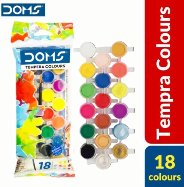 Doms Tempera Water Colours 18 Shades For Children| Includes Gold & Silver Colour + 1 Painting Brush| Washable & Safe For Children| Best Birthday Gift| Pack of 6 - Image 2