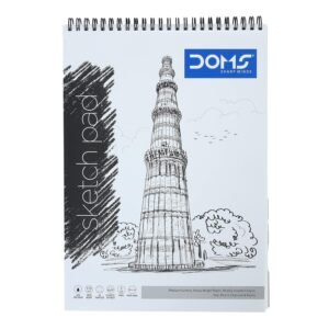 Doms Wiro Binding Notebook | Sketch Pad | Plain | 110GSM | 100 Pages | 21.0 x 29.7 cm | Pack of 1
