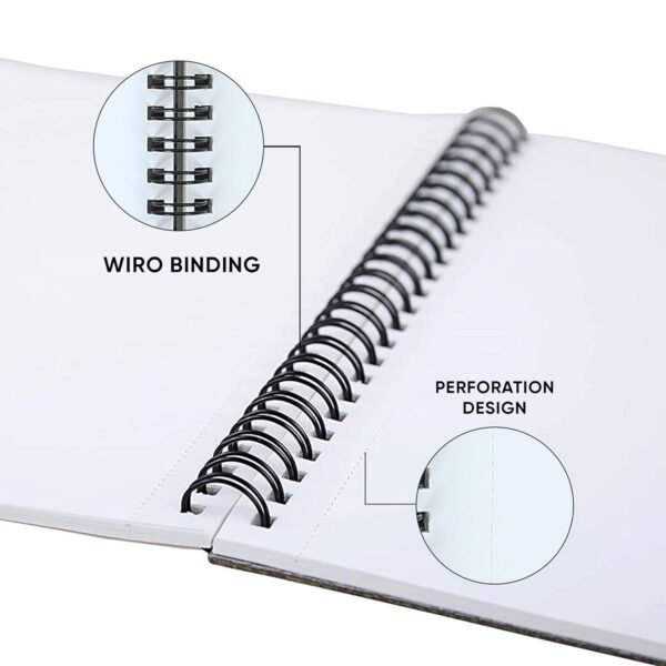 Doms Wiro Binding Notebook | Sketch Pad | Plain | 110GSM | 100 Pages | 21.0 x 29.7 cm | Pack of 1 - Image 5