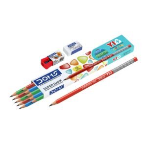 Alternative view of Doms Y 1 + Super Dark HB/2 Graphite Pencil Box Pack | Triangular Shape For Easy Hold & Comfortable Writing | Free One Eraser & Sharpner With Each Pack | Pack of 20 Pencils
