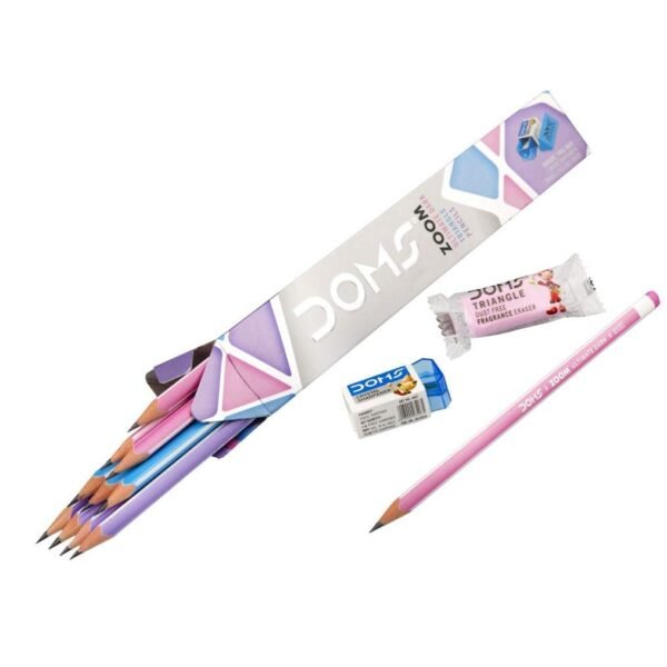 Doms Zoom Triangle Wooden Pencils School Stationary Ultimate Dark Graphite, Pack of 30 Pencil