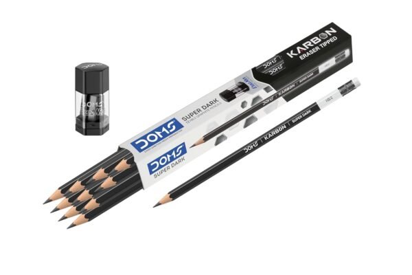 Dooms Karbon R/T Super Dark Pencil pack of 10 with Erasner (sharpner+Eraser) - Image 5