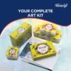 Fevicryl Painting Colour Set with 7 Art Supplies - Acrylic paint, Glass colours, 3D Outliner, Canvas, Brushes - Ideal gift for Students, Children and Artists.