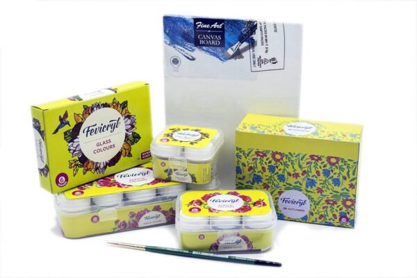 Fevicryl Painting Colour Set with 7 Art Supplies - Acrylic paint, Glass colours, 3D Outliner, Canvas, Brushes - Ideal gift for Students, Children and Artists. - Image 3
