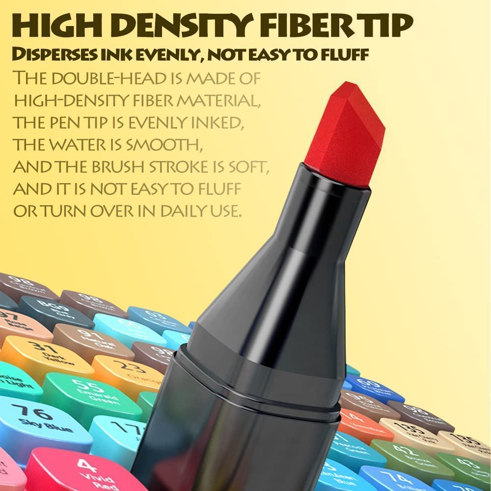 KLIFFOO Dual Tip Colorful Art Markers Sketch Pens 24 Colors With Carrying Case For Painting Sketching Calligraphy Drawing -Twin Head Permanent Colouring Marker Pens For Kids Adult, Multicolor (24) - Image 3